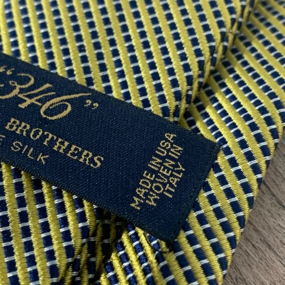 BROOKS BROTHERS 346 Blue Yellow Check Silk Neck Tie - Picture 6 of 7